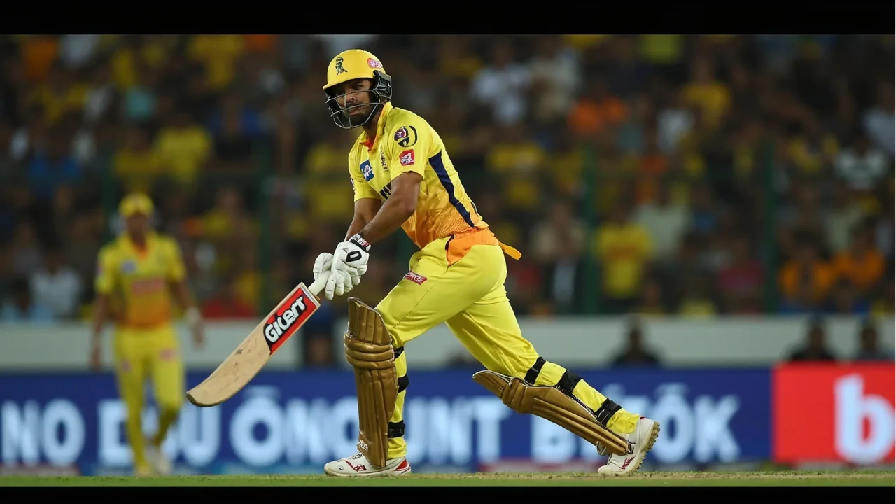 Tight sideline action frame of a pace-bowling all-rounder mid-delivery stride with the batter set at the crease