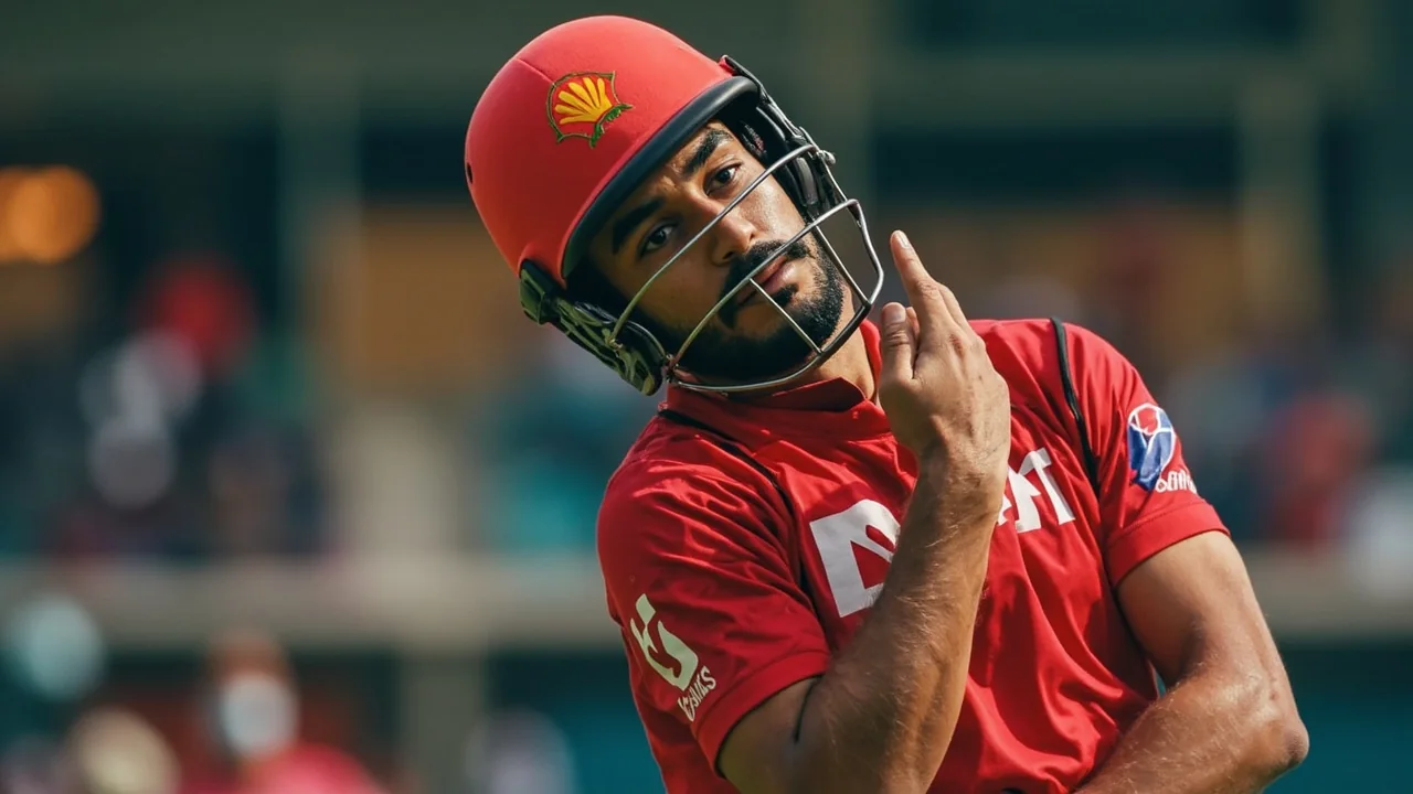 A medium tactical frame of a cricket field at the toss, the kind of moment that decides which side of the PBKS vs CSK contest Dream11 captain picks stack toward